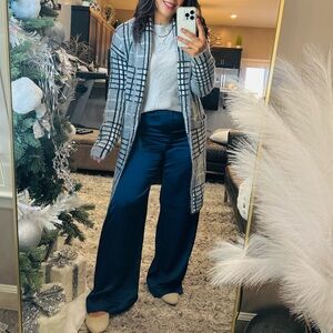 Women's Coatigan - A New Day™ Gray Plaid XS/S